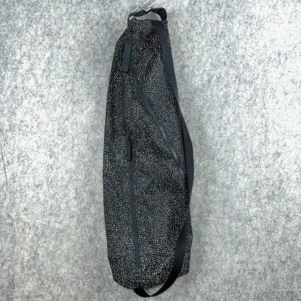 Lululemon Yoga Mat Bag Unisex OS Black Speckled Carry All Strap Pocket NWOT